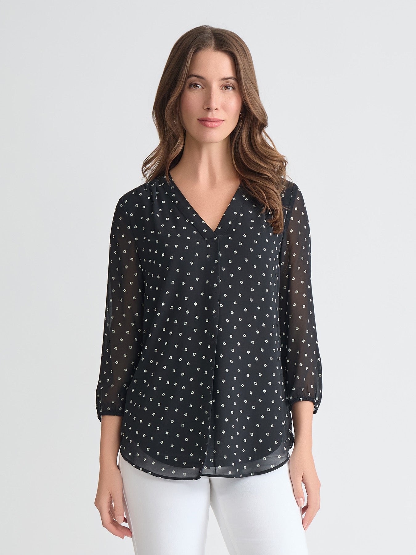 Sheer Sleeve Floral Dot Tunic