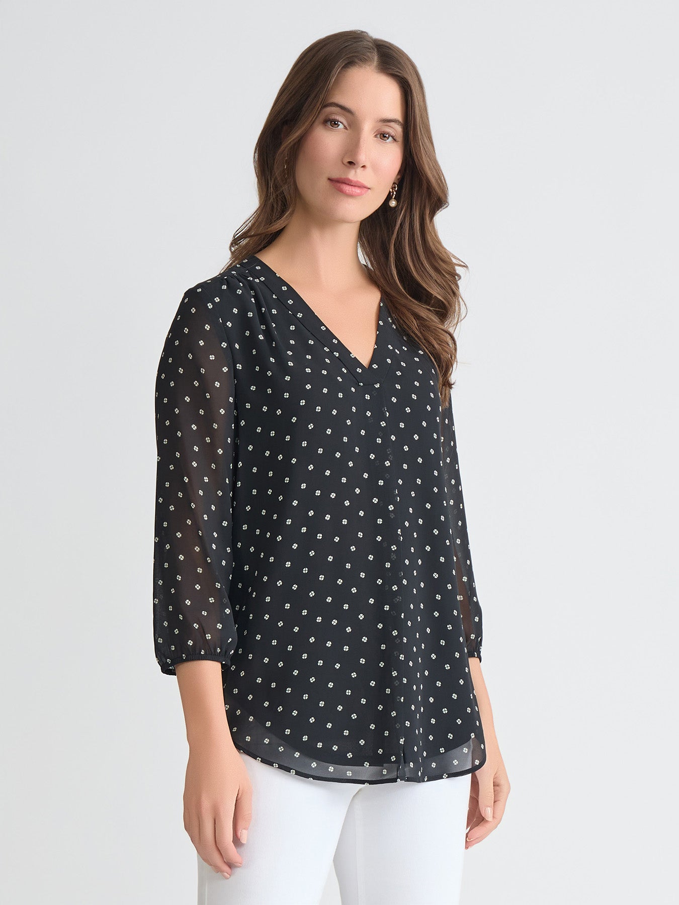Sheer Sleeve Floral Dot Tunic - Image 2