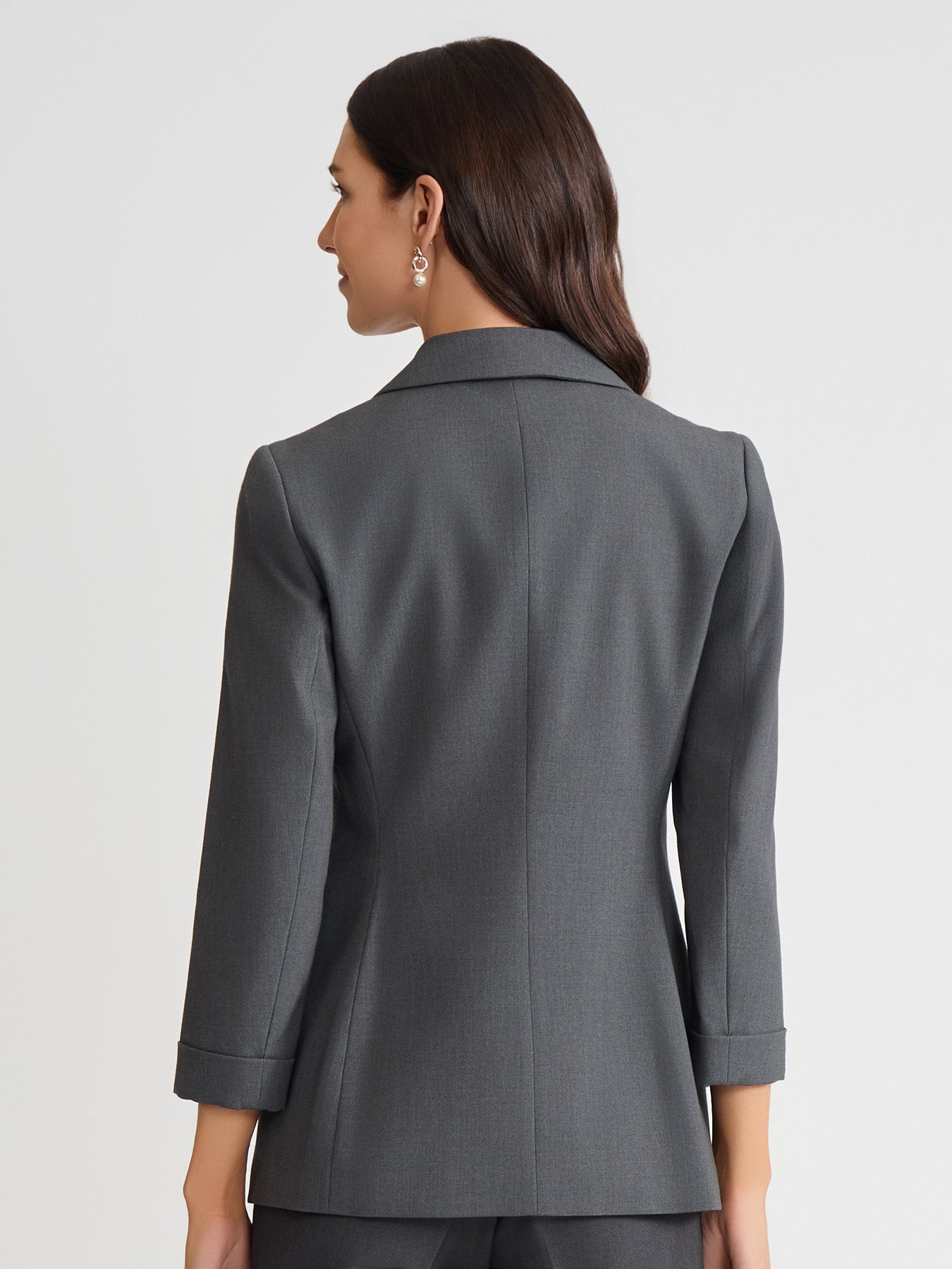 Notch Collar Rolled Cuff Bi-Stretch Blazer - Image 4