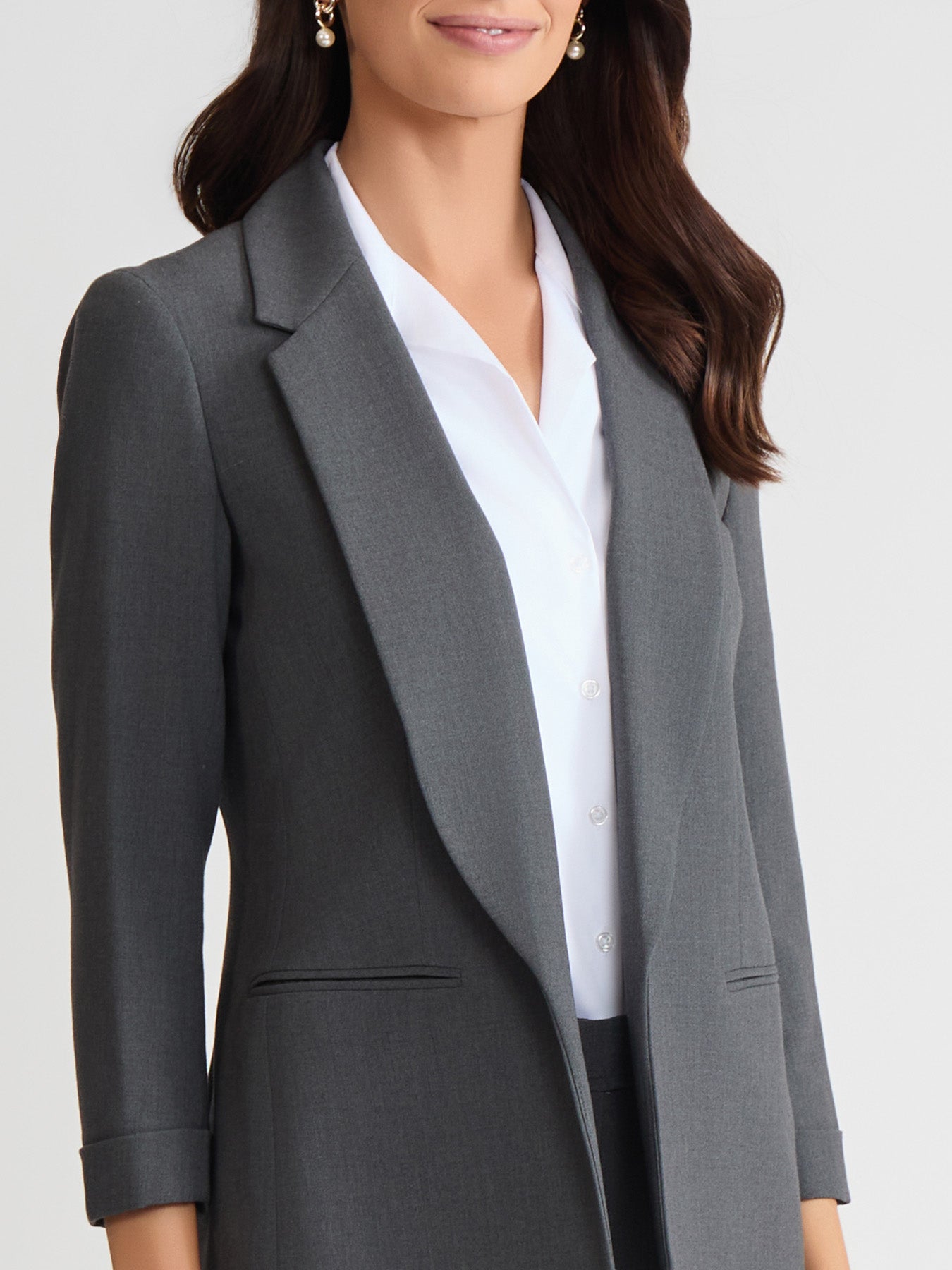 Notch Collar Rolled Cuff Bi-Stretch Blazer - Image 3