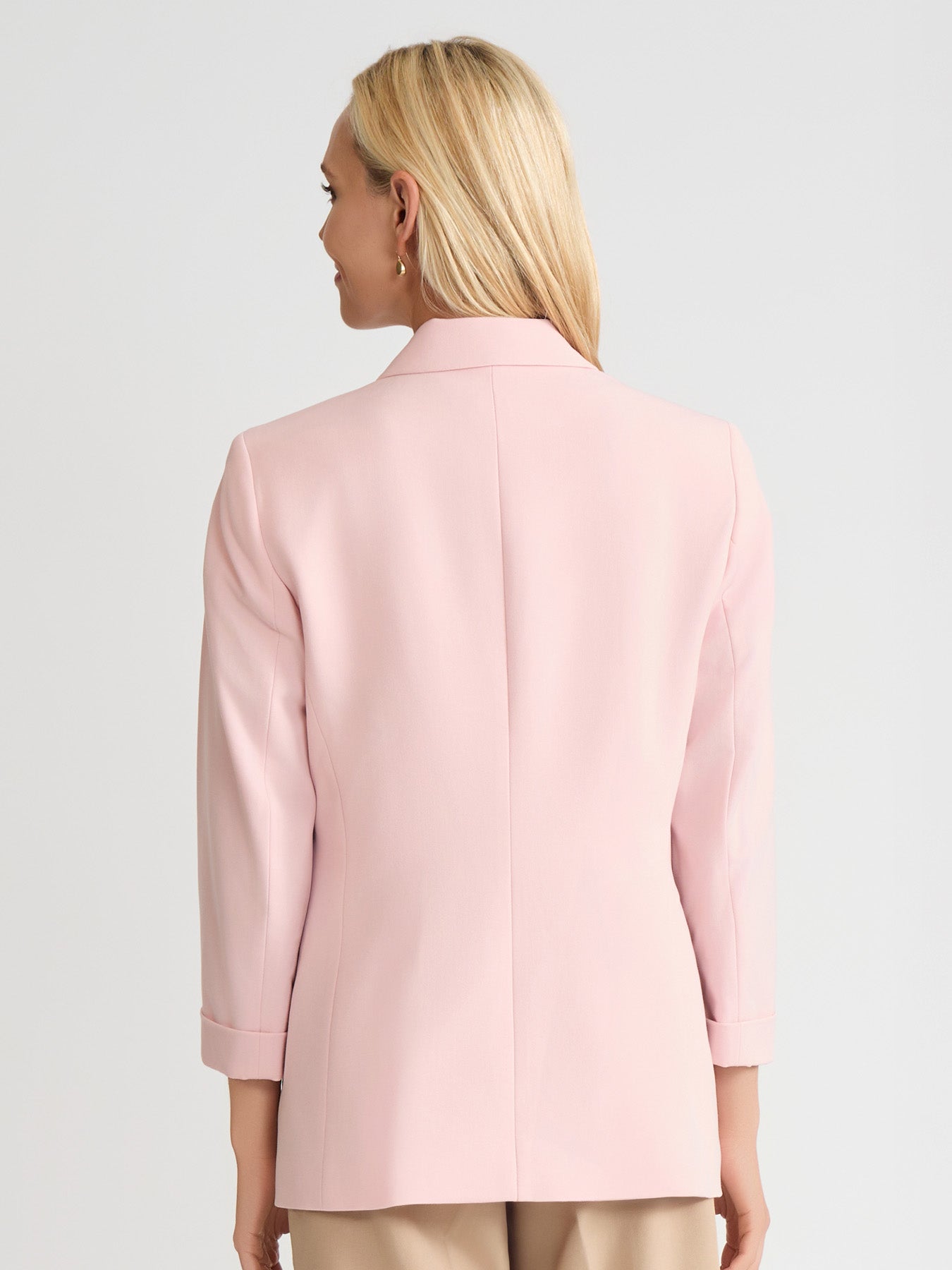 Notch Collar Rolled Cuff Bi-Stretch Blazer - Image 4