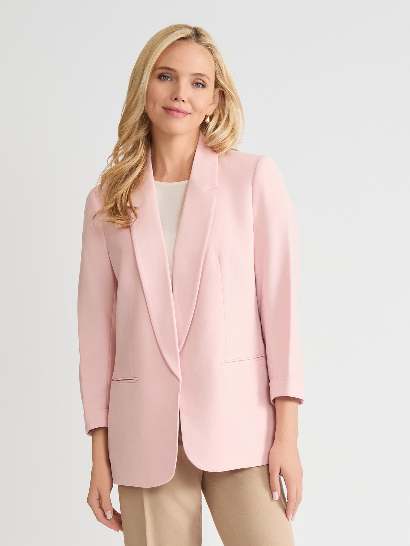 Notch Collar Rolled Cuff Bi-Stretch Blazer