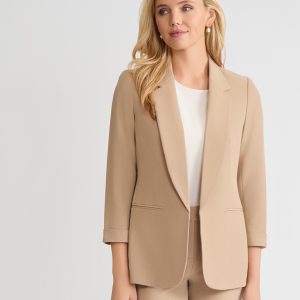 Notch Collar Rolled Cuff Bi-Stretch Blazer