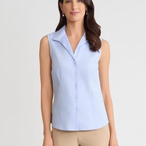 Easy-Care Sleeveless Button-Up Shirt