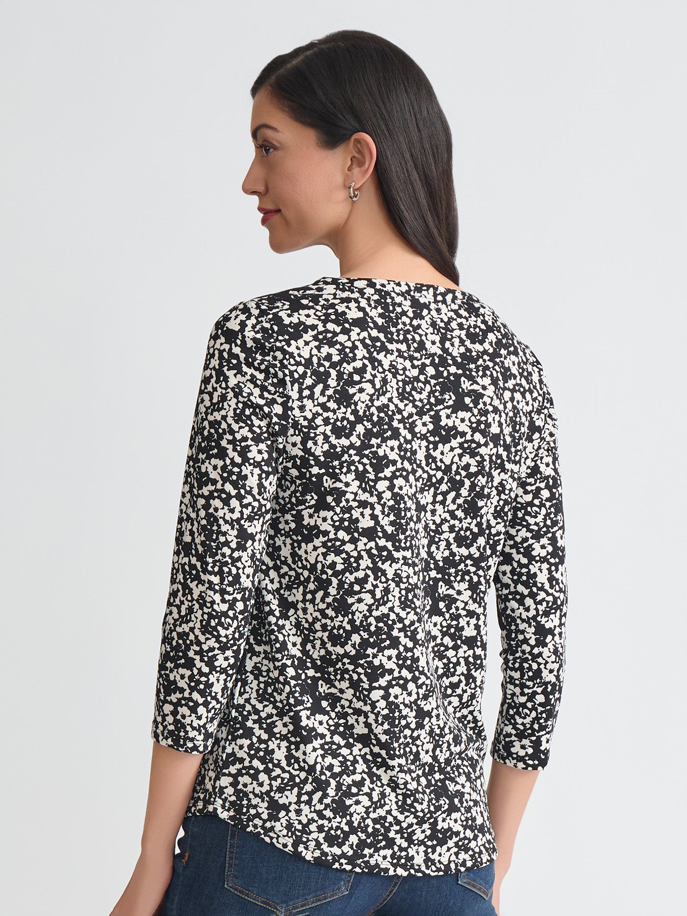 Plus Printed Keyhole Neckline Top, Moss Crepe - Image 4