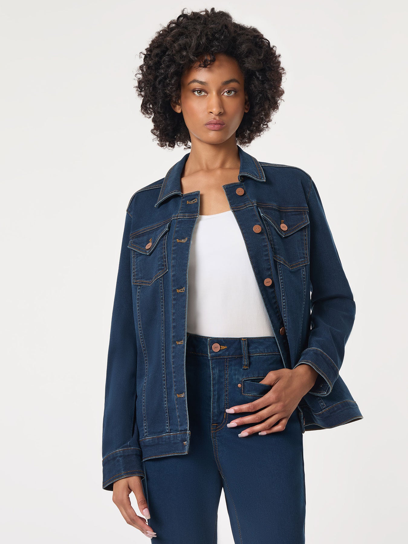 Denim Belted Button-Front Jacket - Image 2
