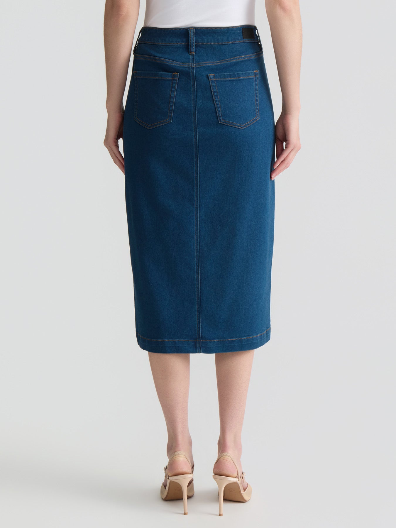 Midi Denim Front Slit Skirt, Phoenix Wash - Image 3