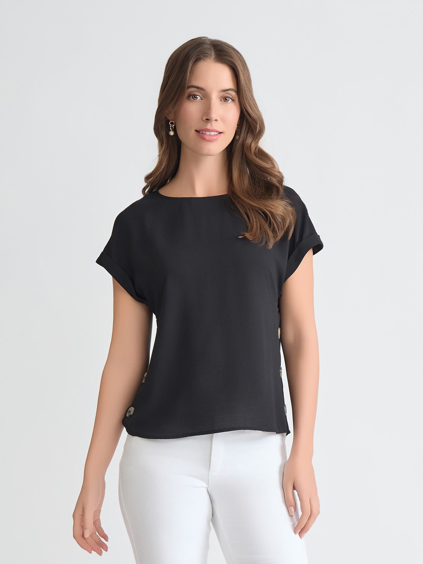 Button Detail Blouse, Jasper Crepe - Image 2