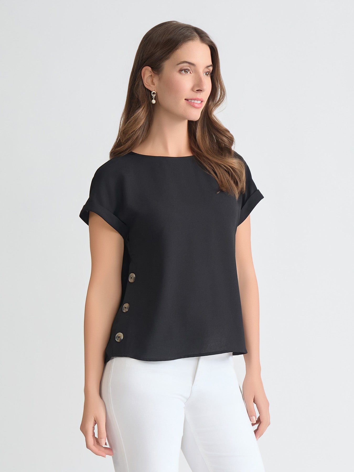 Button Detail Blouse, Jasper Crepe - Image 4