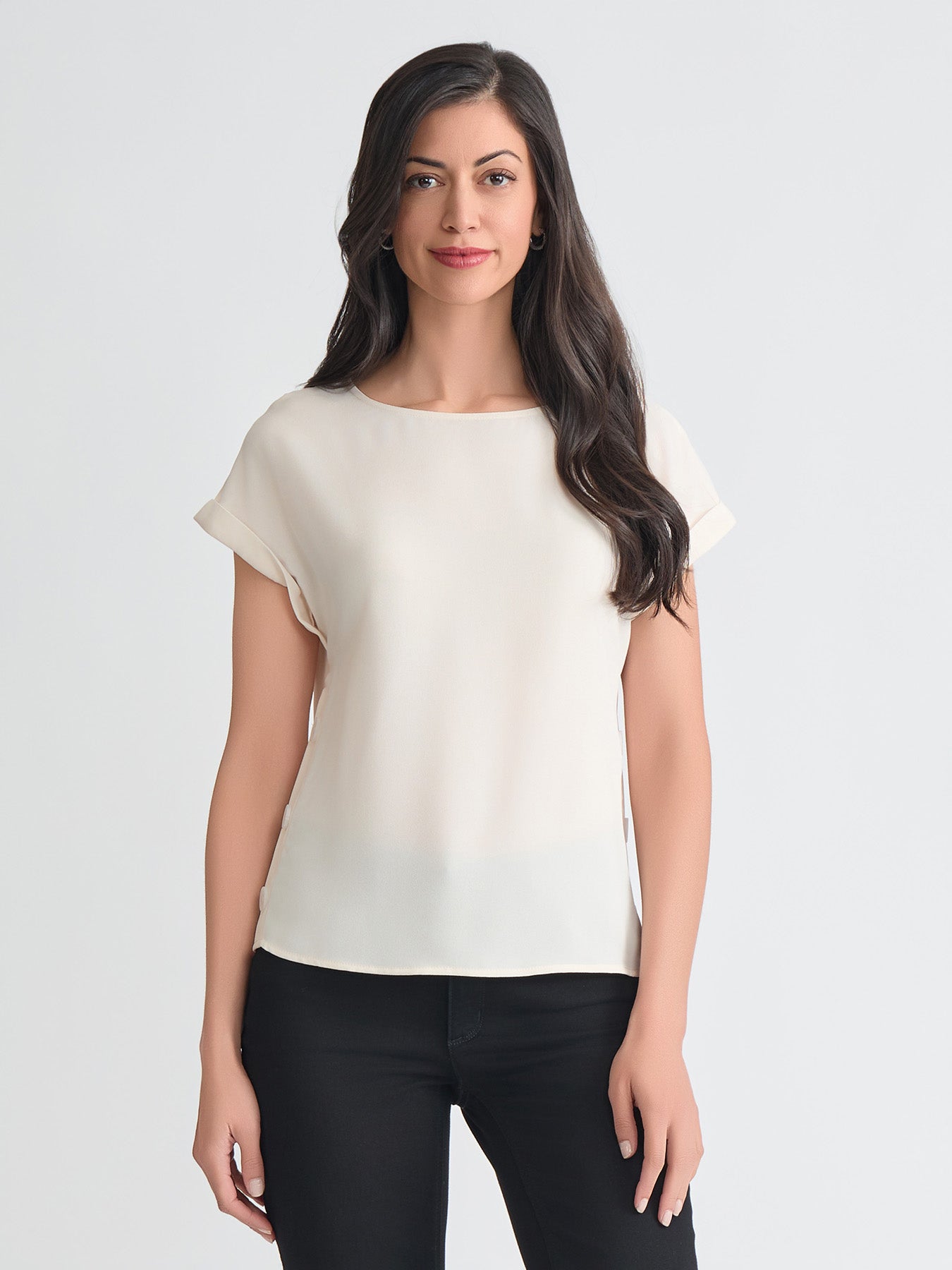 Button Detail Blouse, Jasper Crepe