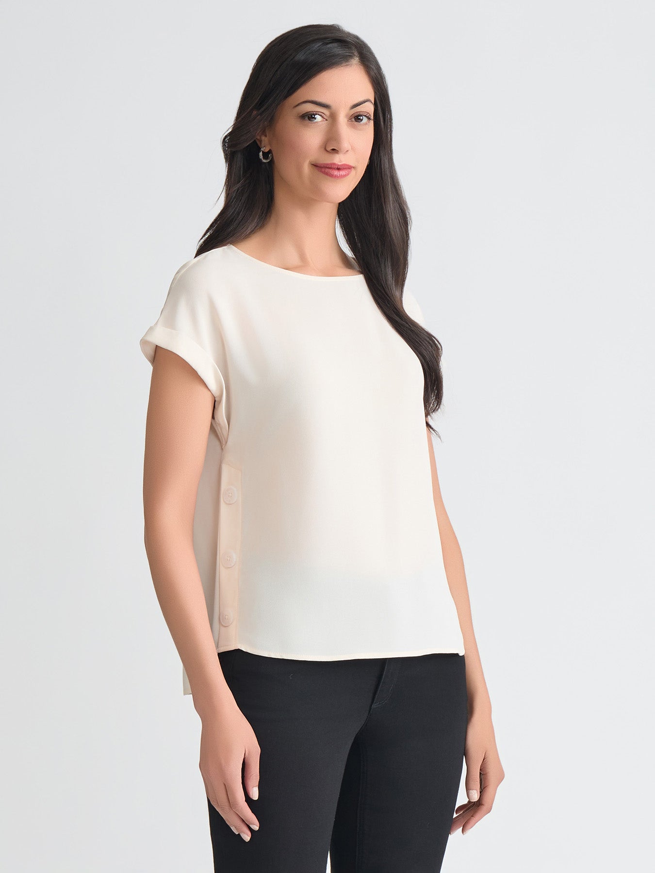 Button Detail Blouse, Jasper Crepe - Image 3