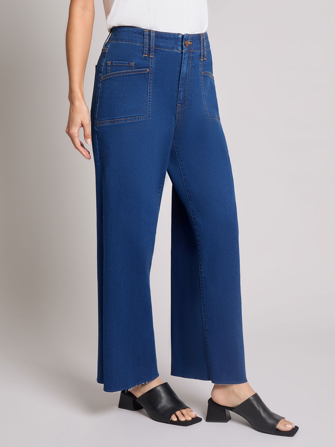 Petite Patch Pocket Wide Leg Denim, Phoenix Wash - Image 2