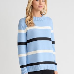 Stripe Folded Mockneck Sweater