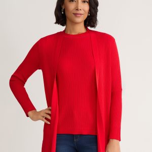 Sutton Cardigan, Ribbed Knit