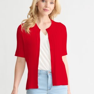 Petite Sutton Short Sleeve Cardigan, Pointelle Knit