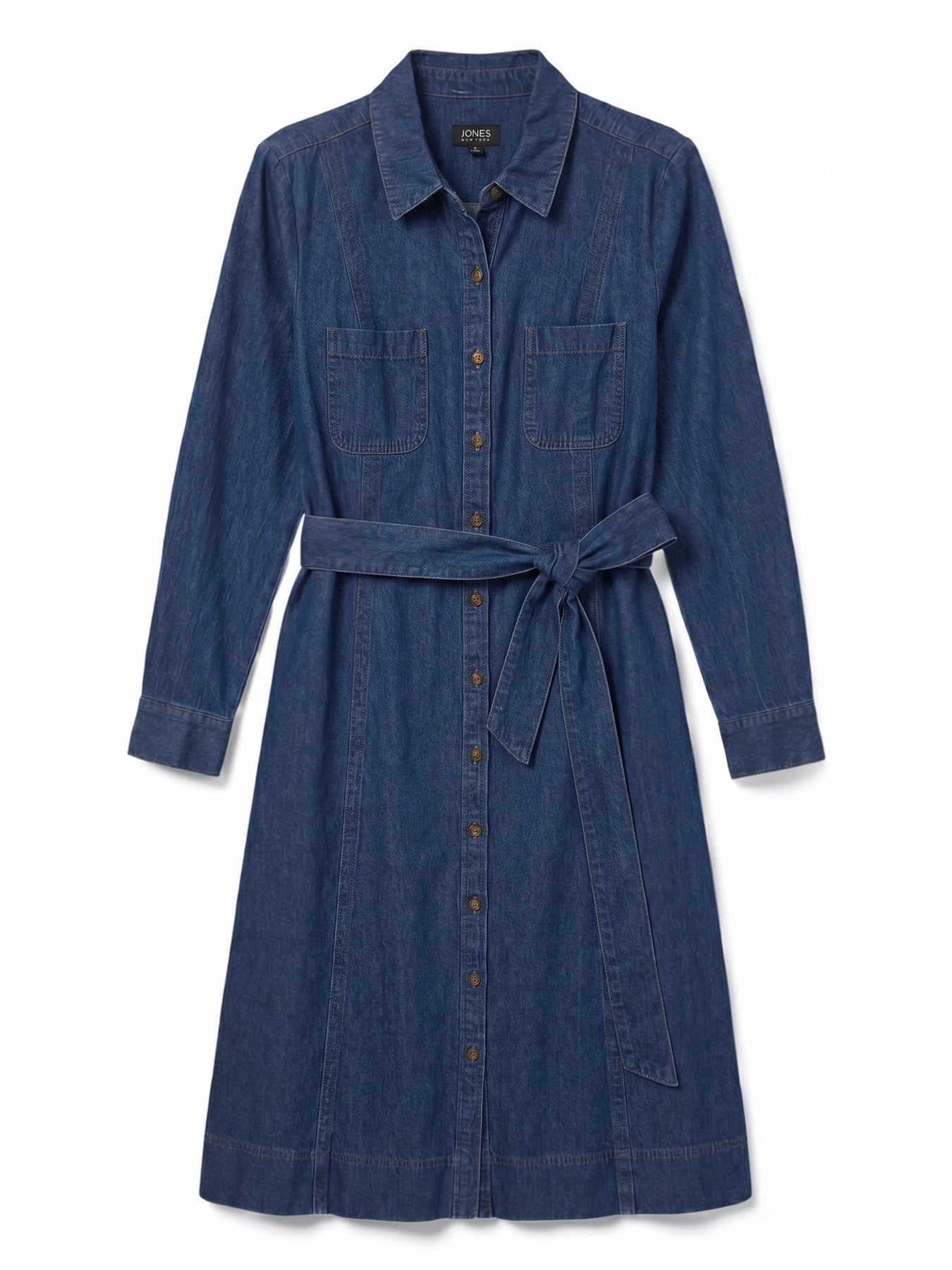 A-Line Button-Up Shirt Dress, Chambray - Image 5