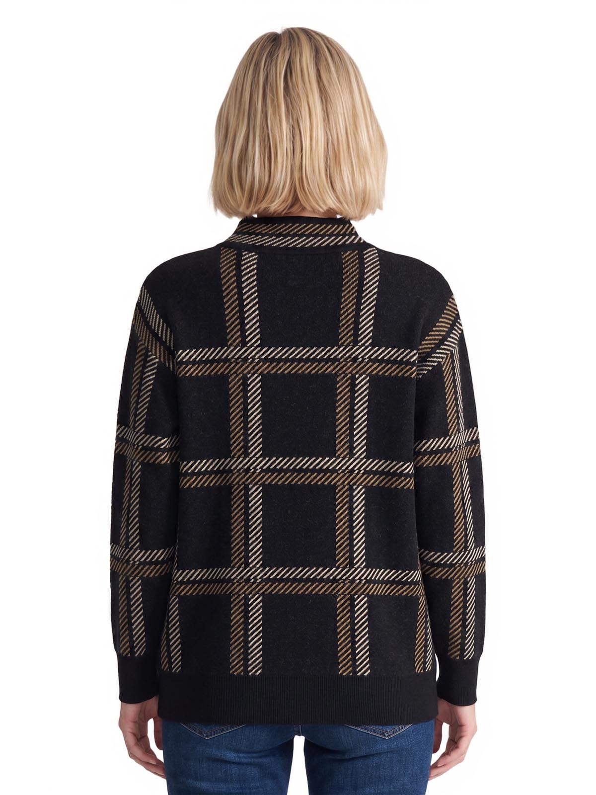 Plaid Mock Neck Sweater - Image 3