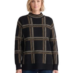 Plaid Mock Neck Sweater