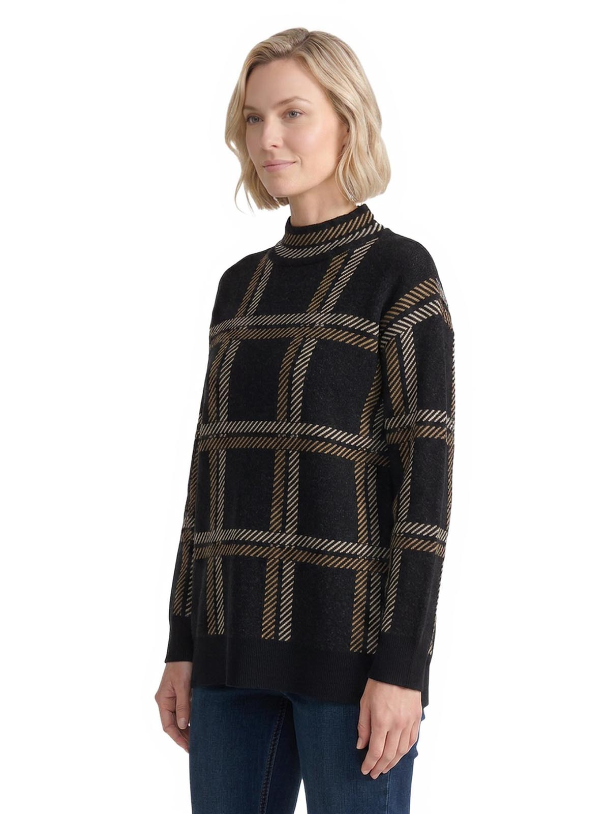Plaid Mock Neck Sweater - Image 2