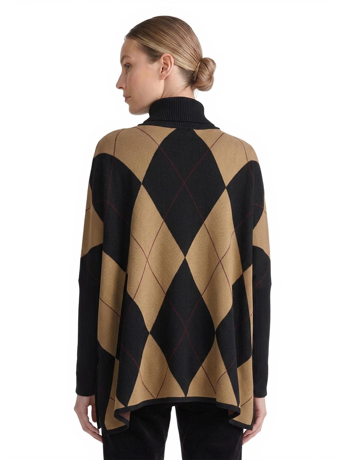 Argyle Diamond Turtleneck Poncho - Image 3