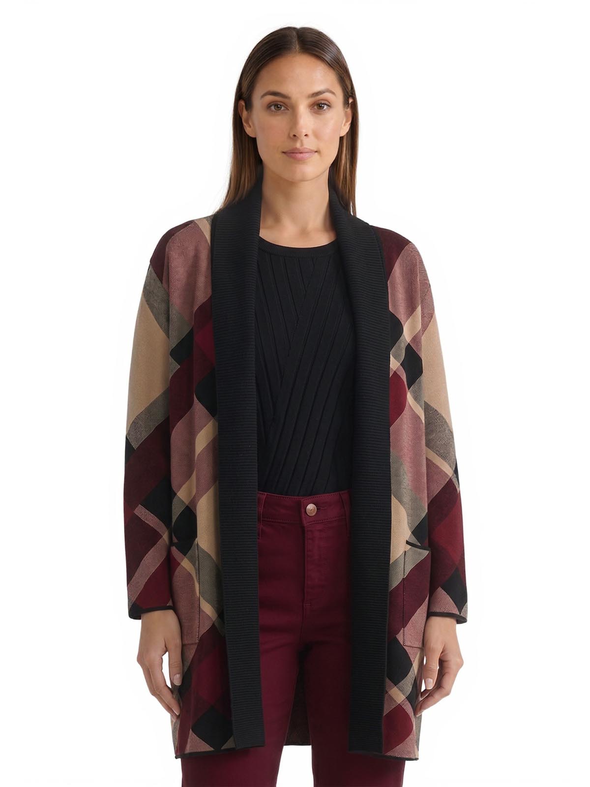Relaxed Plaid Cardigan