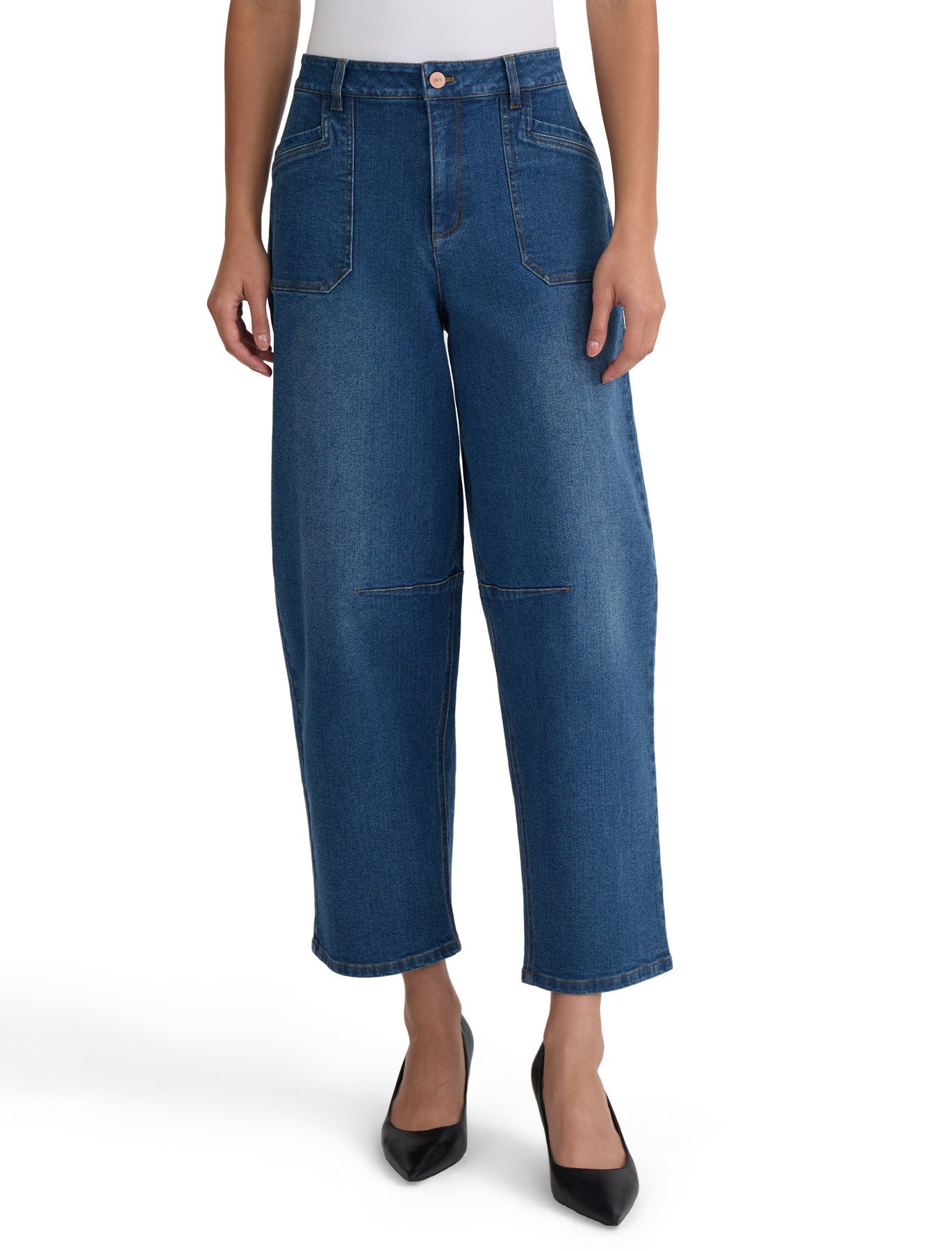 Petite High Rise Barrel-Leg Jeans, Phoenix Wash