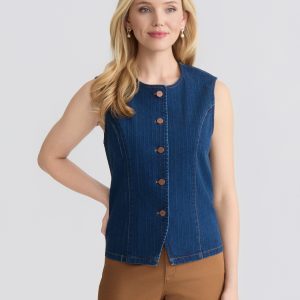 Woven Stripe Denim Vest, Phoenix Wash
