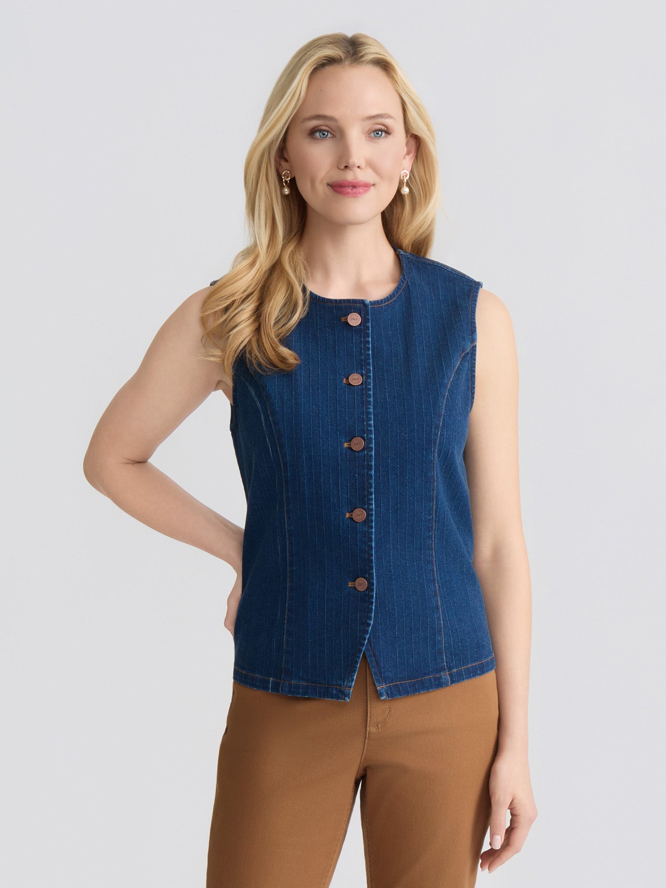 Woven Stripe Denim Vest, Phoenix Wash