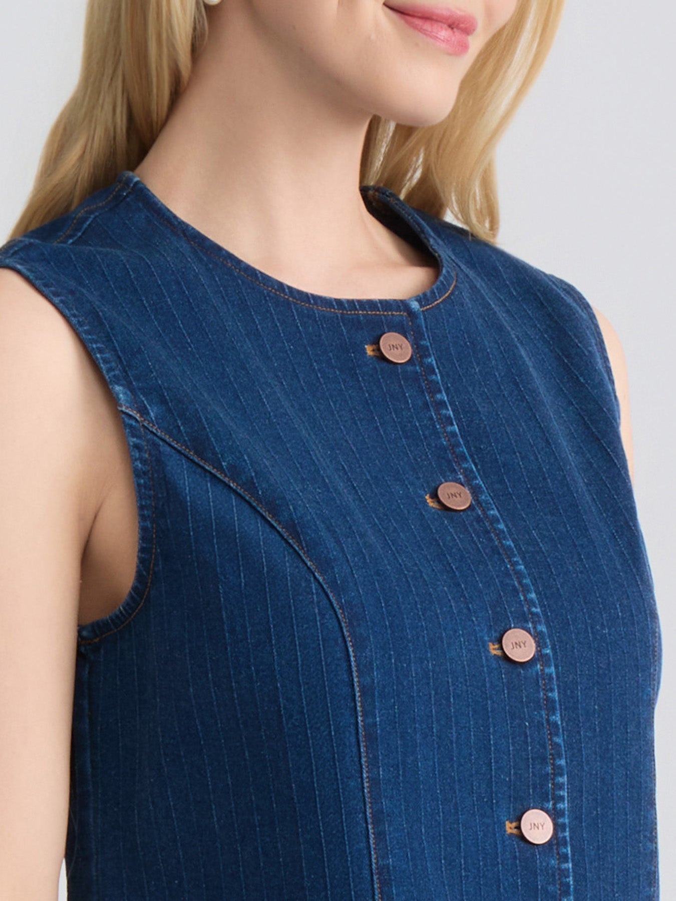 Woven Stripe Denim Vest, Phoenix Wash - Image 3