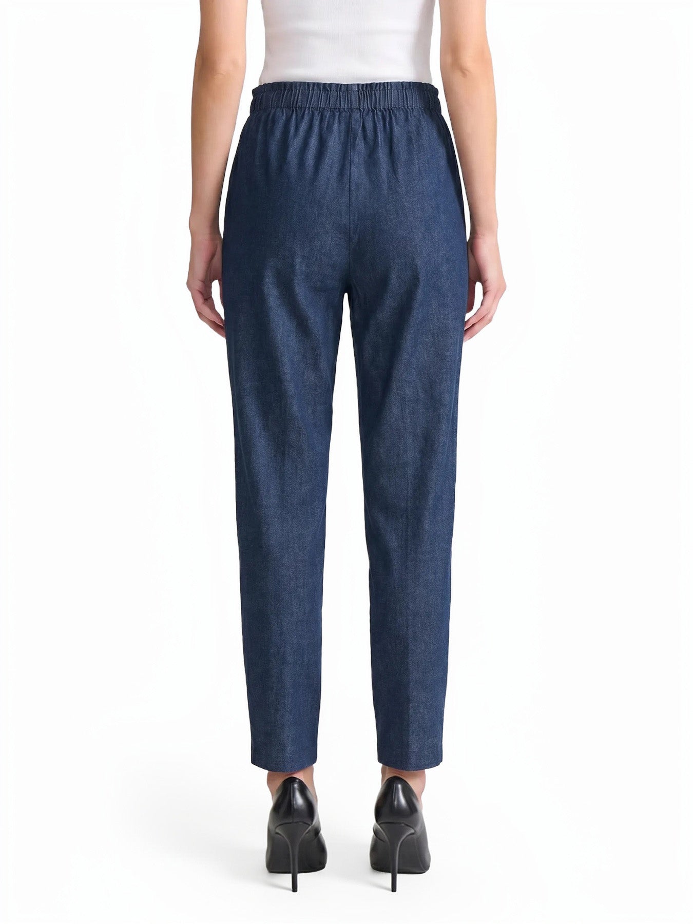 Paperbag Drawstring Straight Leg Jeans, Stretch Denim - Image 3