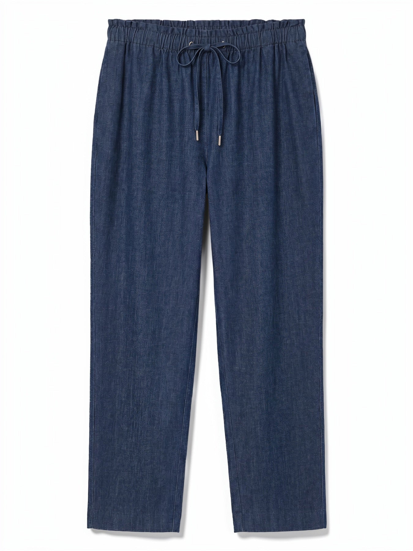 Paperbag Drawstring Straight Leg Jeans, Stretch Denim - Image 4
