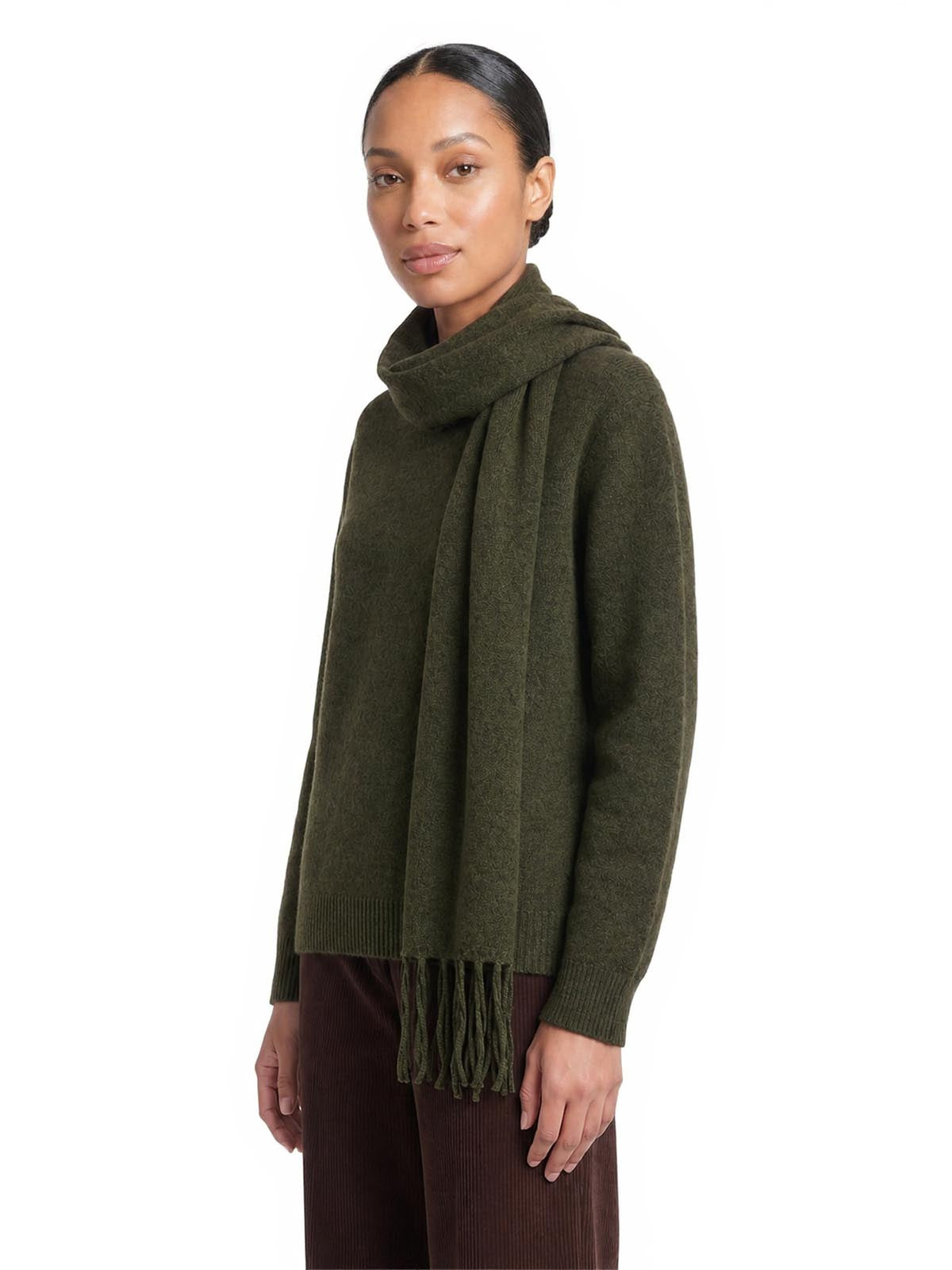 Detachable Scarf Sweater, Knit - Image 2