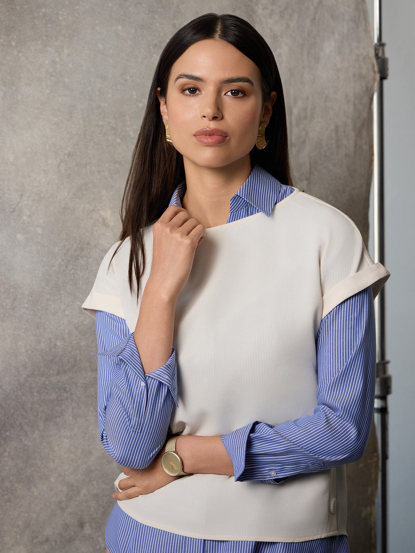 Button Detail Blouse, Jasper Crepe - Image 2