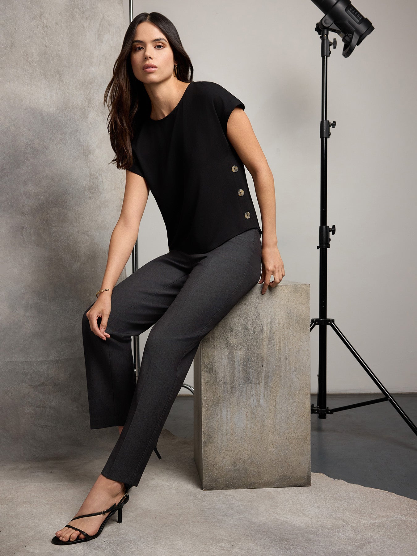 Button Detail Blouse, Jasper Crepe - Image 6